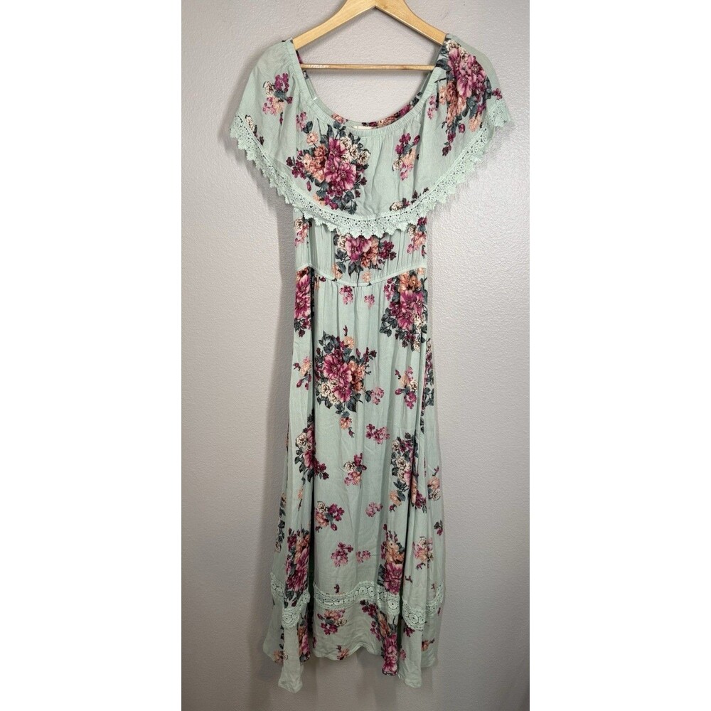 Altar'd State Floral Boho Maxi Off The Shoulder Dress Size M Summer Beach Cruise